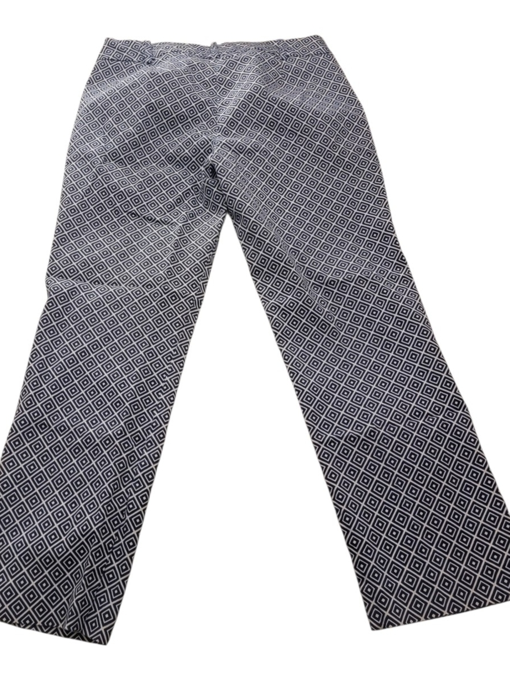 Donna Ricco Navy and White Geometric Pants